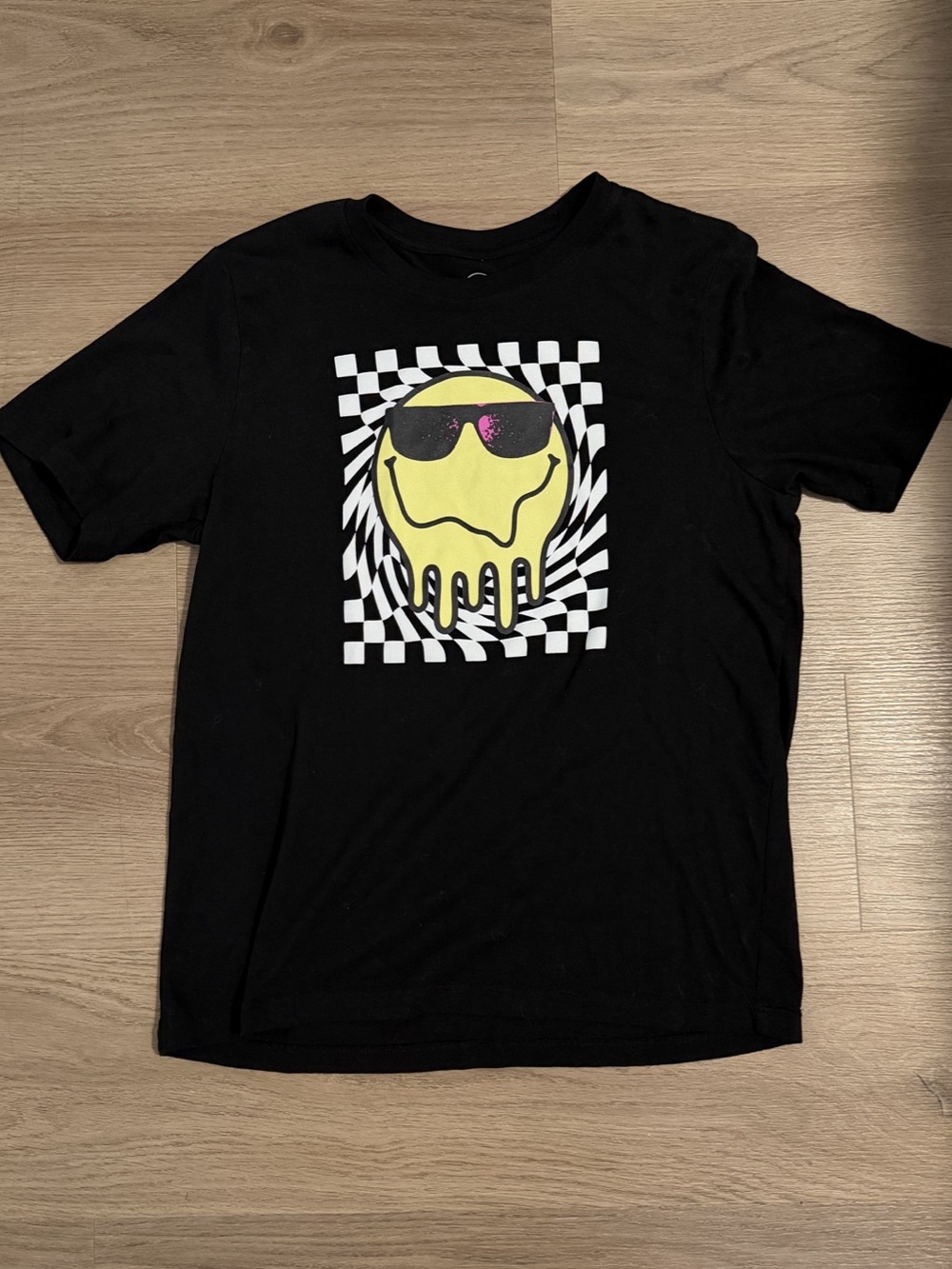 Wonder Nation Boys Graphic Checkered Tee in Black & Yellow Size XL (14-16)